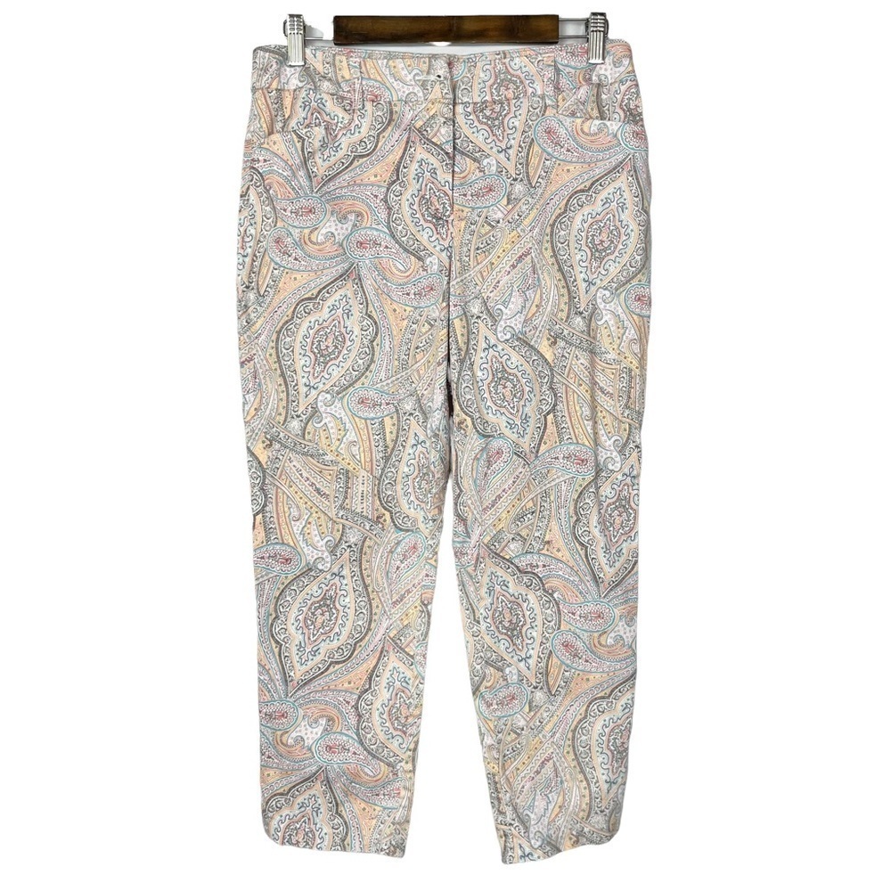 Orvis Pastel Paisley Print Chino Cropped Pants 10
